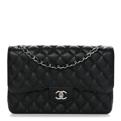 Caviar Quilted Jumbo Double Flap Black