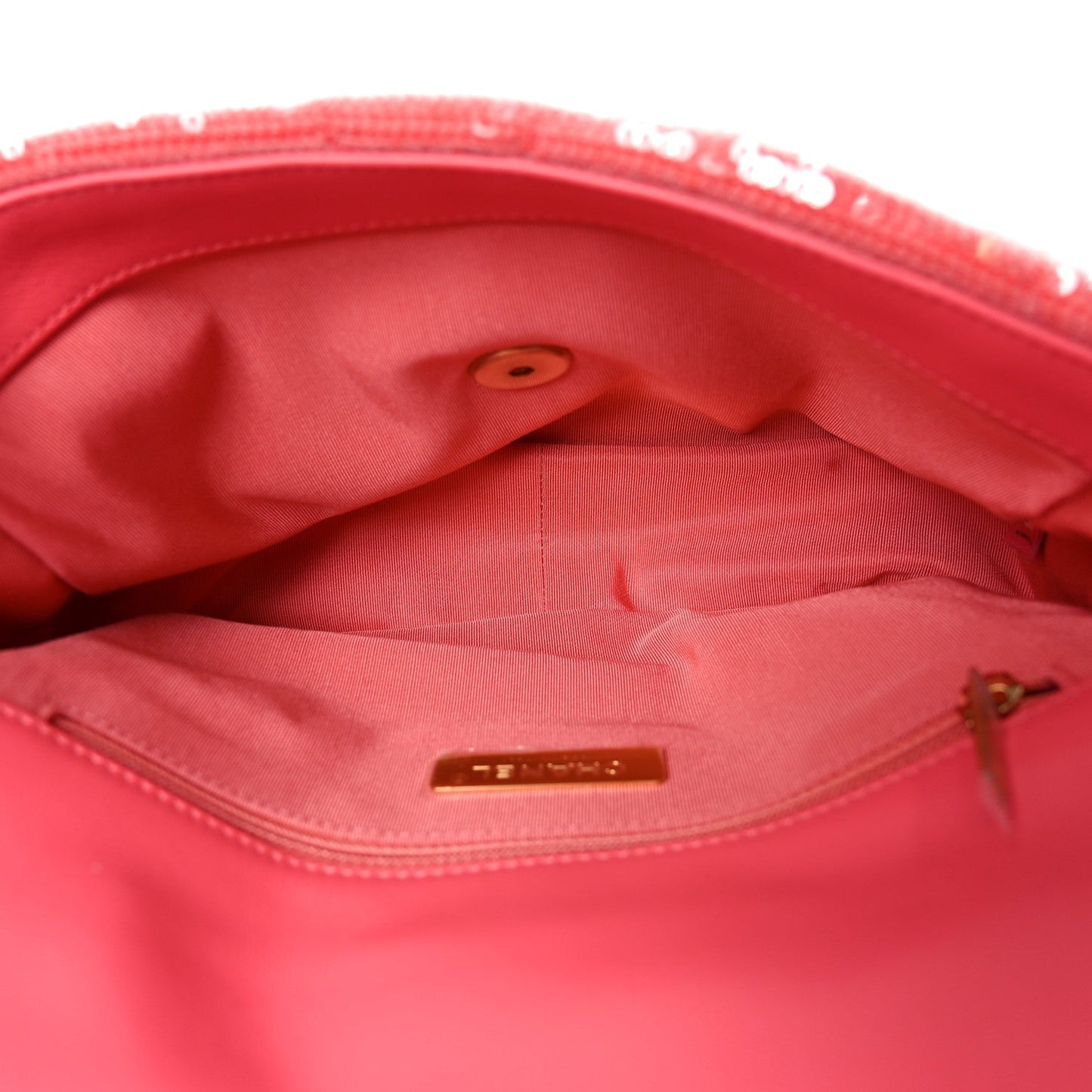Sequin Quilted Medium Chanel 19 Flap Coral