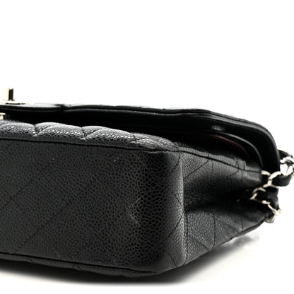 Caviar Quilted Medium Double Flap Black