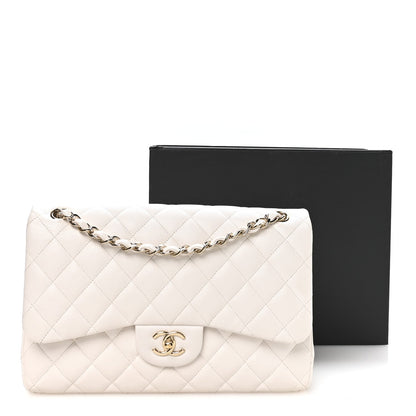 Caviar Quilted Jumbo Double Flap White