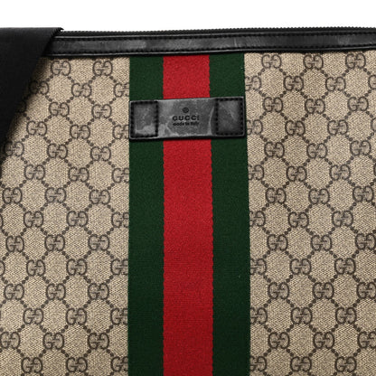 GG Supreme Monogram Calfskin Web Medium Flat Messenger Bag Beige Ebony Black