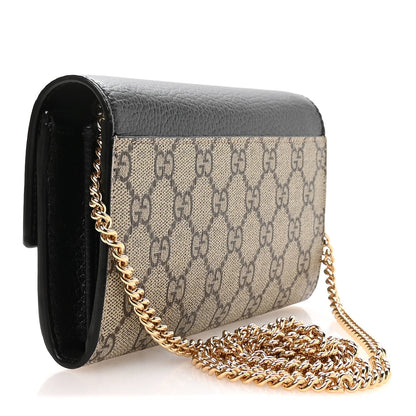 Dollar Calfskin GG Supreme Monogram Petite GG Marmont Wallet Chain Bag Black Beige Ebony