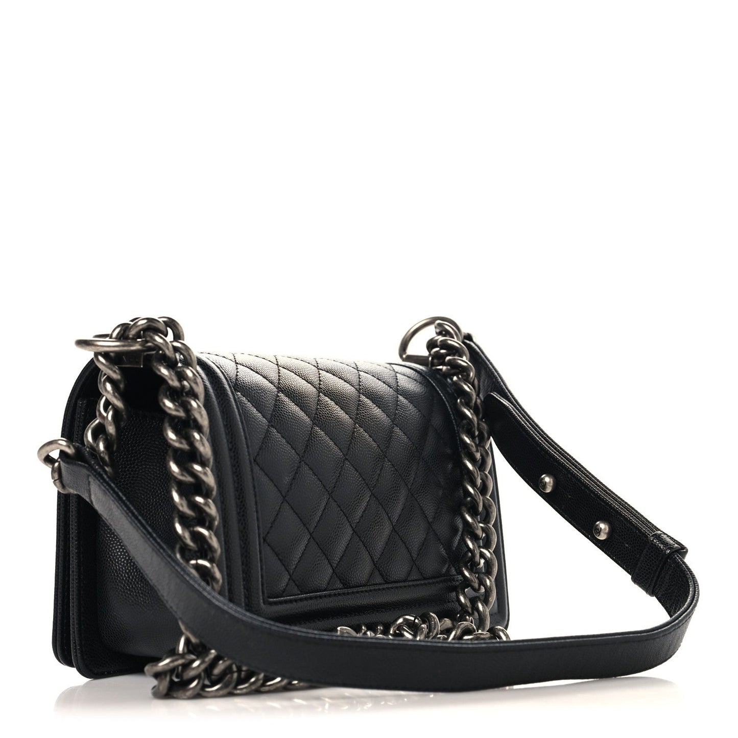 Caviar Quilted Small Boy Flap Black