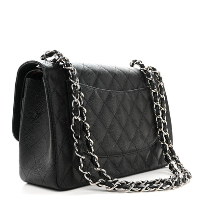 Caviar Quilted Jumbo Double Flap Black