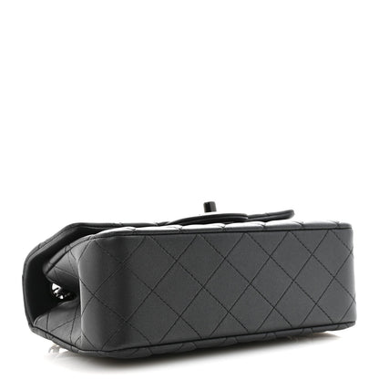 Pearly Lambskin Quilted Mini Rectangular Flap So Black