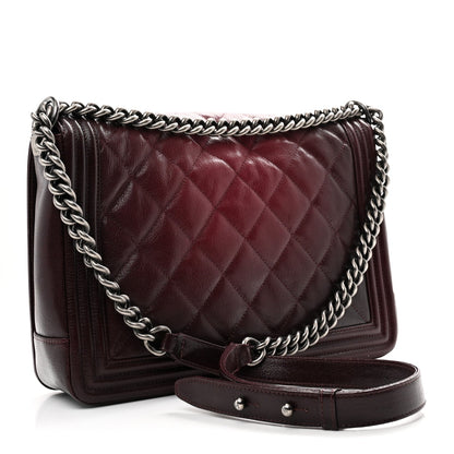 Goatskin Ombre Faded Quilted New Medium Boy Flap Burgundy