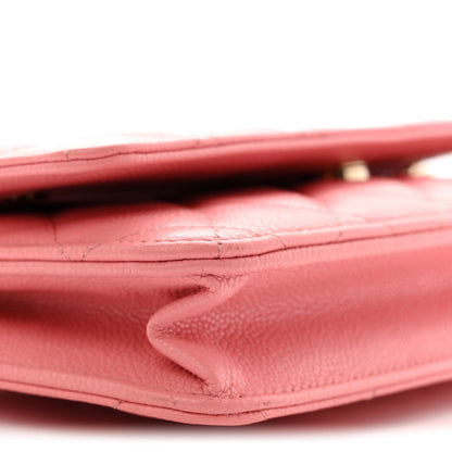 Caviar Quilted Wallet on Chain WOC Pink