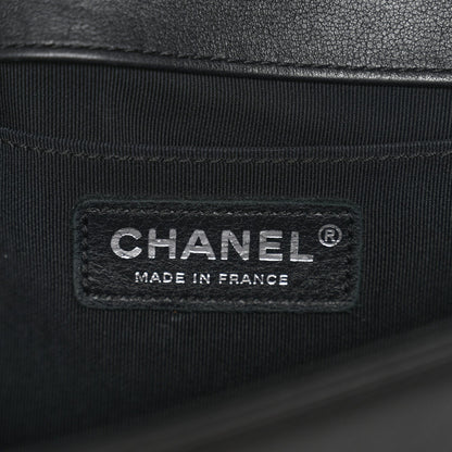 Lambskin Chevron Quilted Medium Boy Flap Black