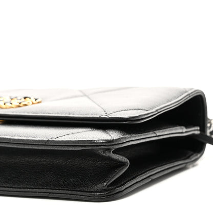 Lambskin Quilted Chanel 19 Wallet On Chain WOC Black