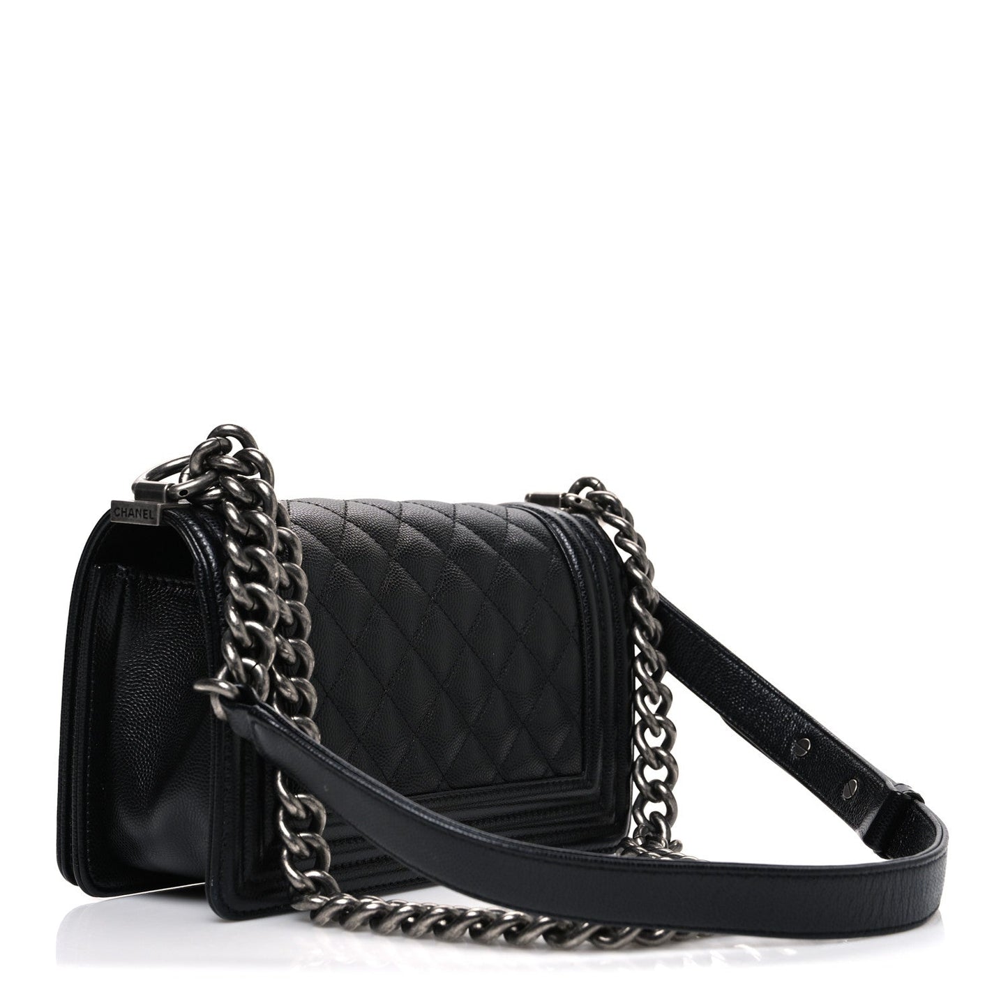 Caviar Quilted Small Boy Flap Black