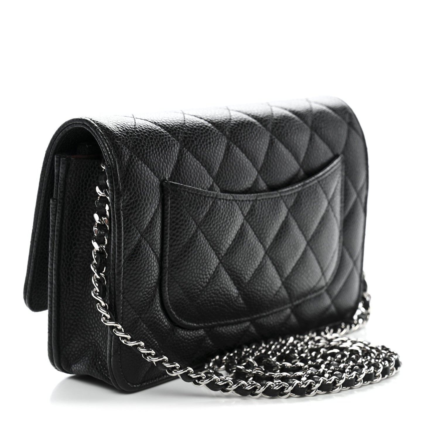 Caviar Quilted Wallet on Chain WOC Black