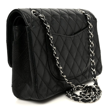 Caviar Quilted Medium Double Flap Black