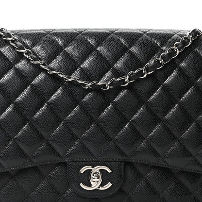 Caviar Quilted Maxi Double Flap Black