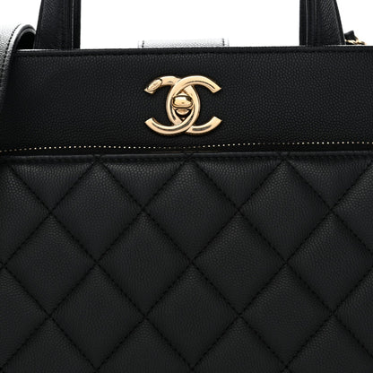 Caviar Quilted Small Business Affinity Shopping Bag Black