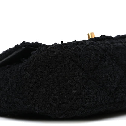 Tweed Quilted Mini Square Flap Black