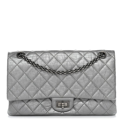 Metallic Aged Calfskin Quilted 2.55 Reissue 226 Flap Silver
