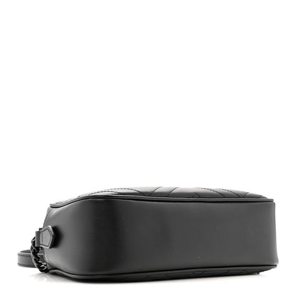 Calfskin Matelasse Monochrome Small GG Marmont Chain Shoulder Bag Black