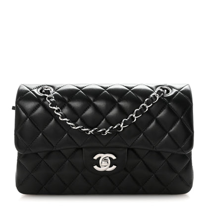 Lambskin Quilted Small Double Flap Black