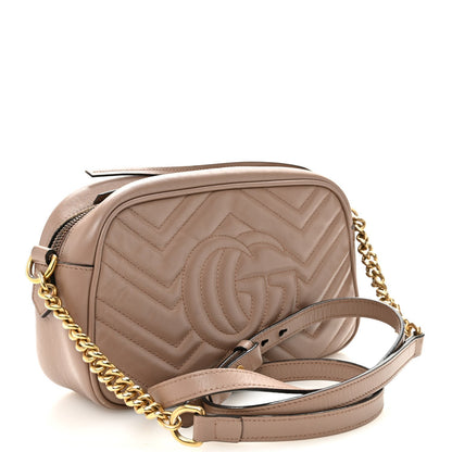 Calfskin Matelasse Small GG Marmont Chain Shoulder Bag Porcelain Rose