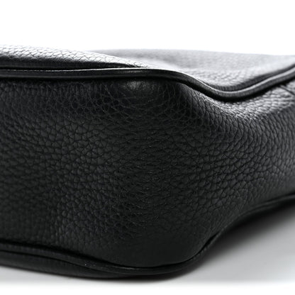 Pebbled Calfskin Small Soho Disco Bag Black