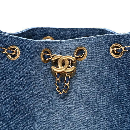 Washed Denim Quilted Mini Chanel 25 Handbag Blue