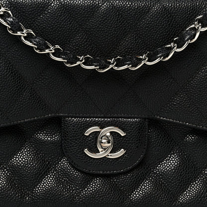 Caviar Quilted Jumbo Double Flap Black