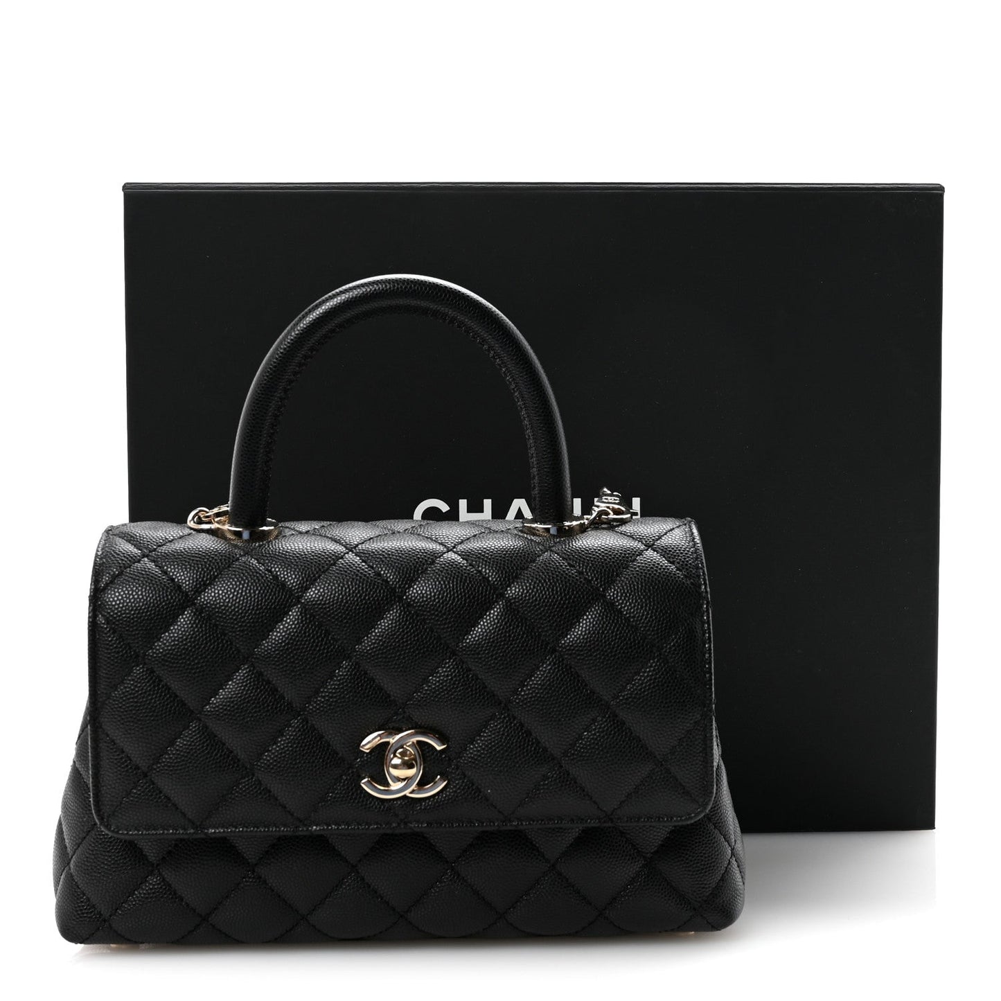 Caviar Quilted Mini Coco Handle Flap Black