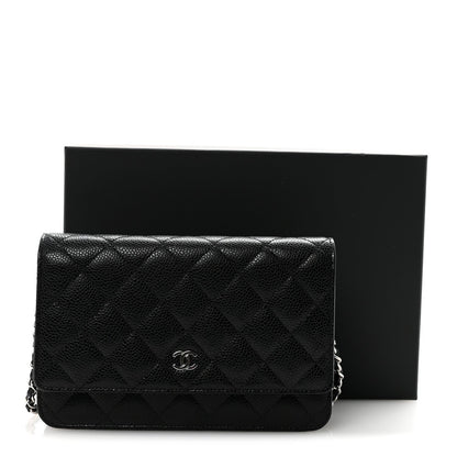 Caviar Quilted Wallet on Chain WOC Black