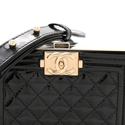 Patent Calfskin Boy Minaudiere Black