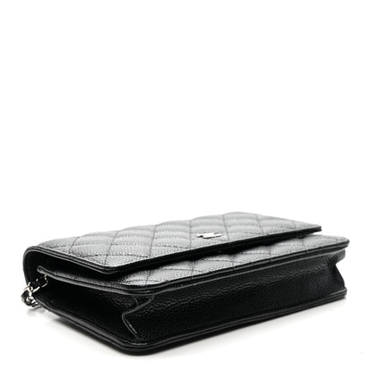 Caviar Quilted Wallet on Chain WOC Black