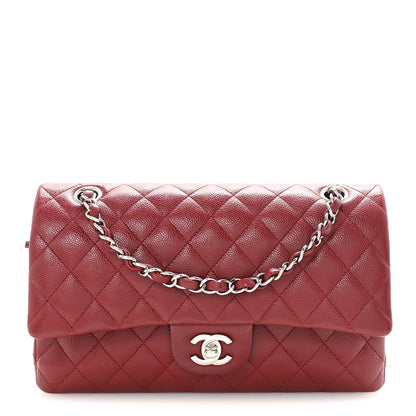 Caviar Quilted Medium Double Flap Burgundy