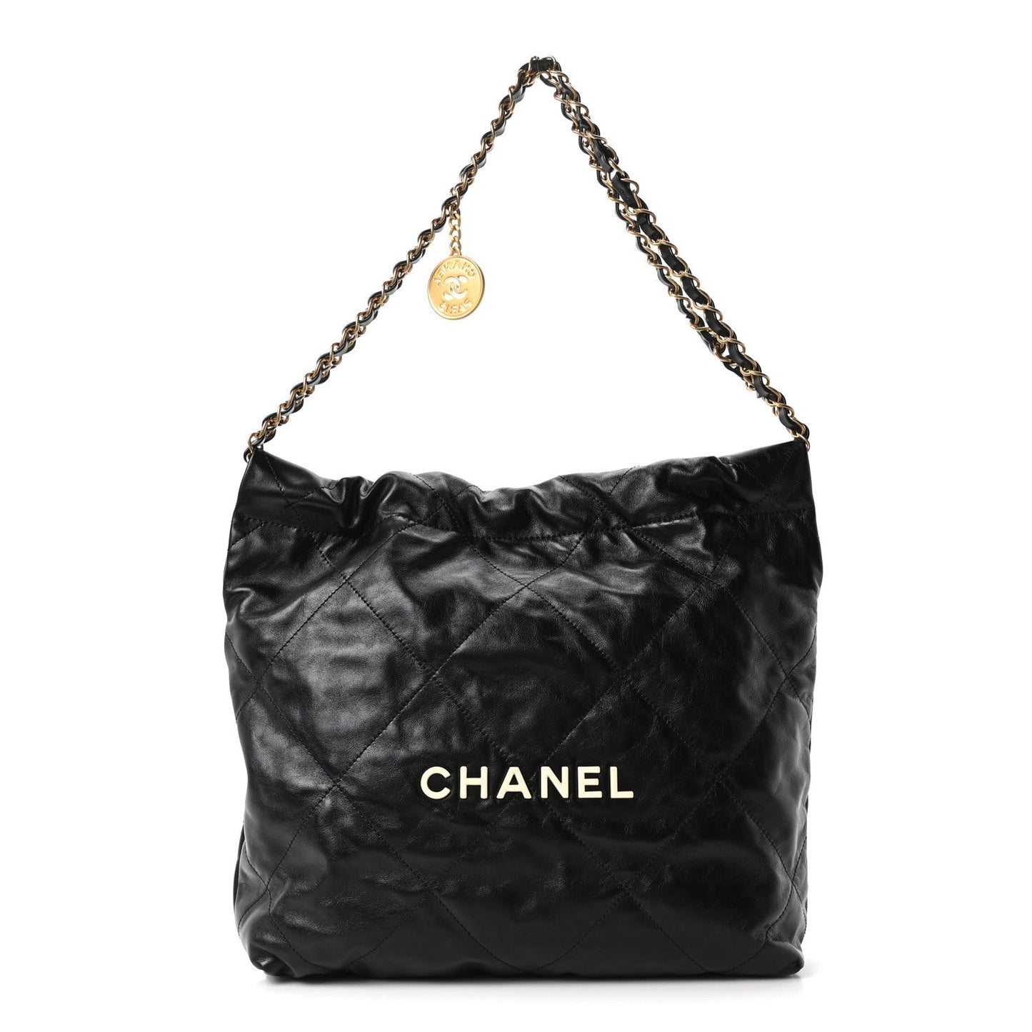 Calfskin Quilted Small Chanel 22 Black