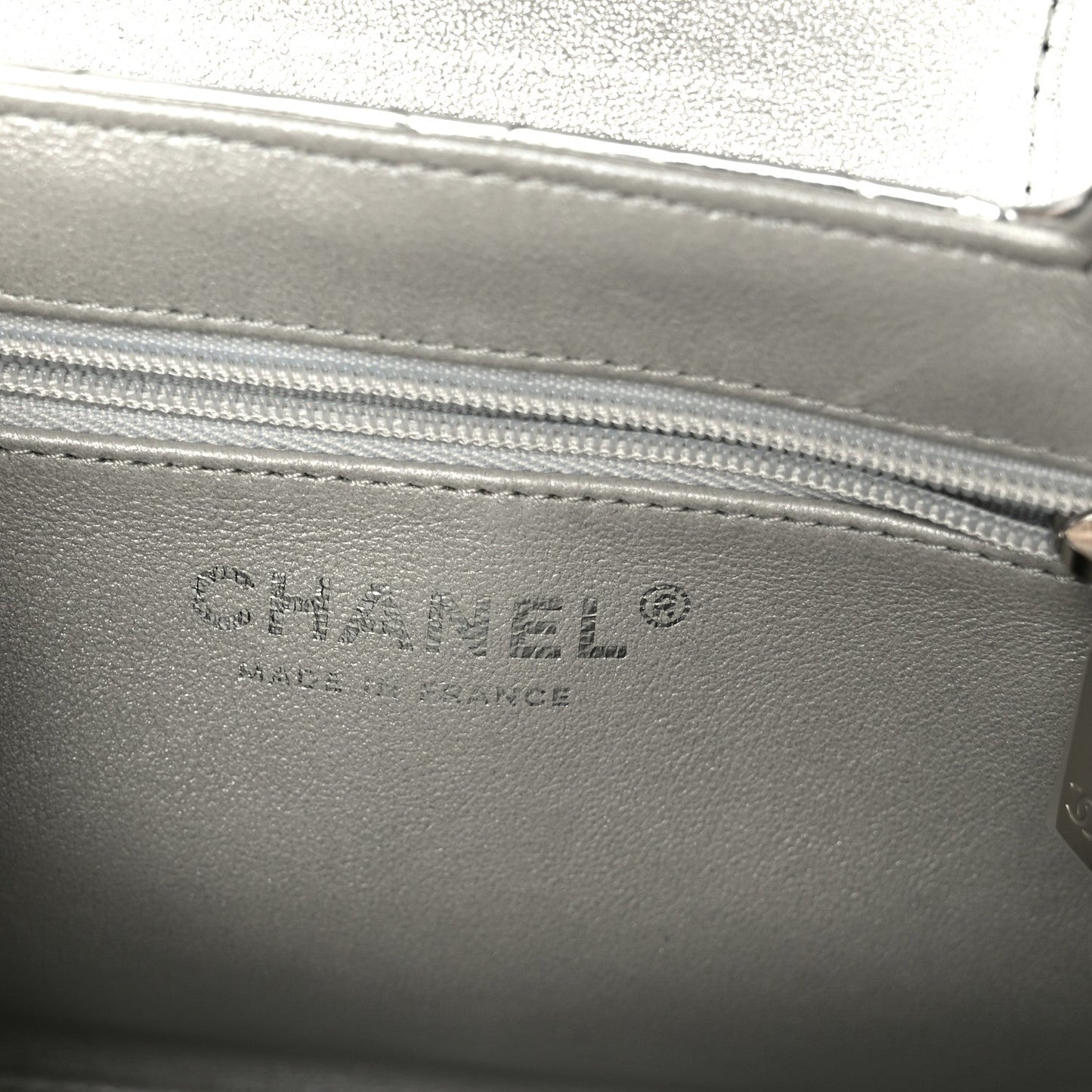 Mirror Calfskin Metallic Calfskin Quilted Nano Kelly Shopper Silvery