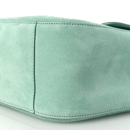 Suede Calfskin Small Souplissimo Maxi Flap Green