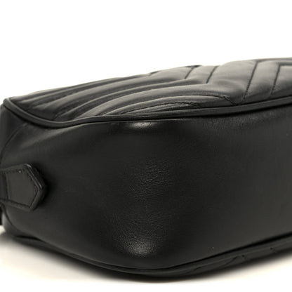 Calfskin Matelasse Monochrome Small GG Marmont Chain Shoulder Bag Black
