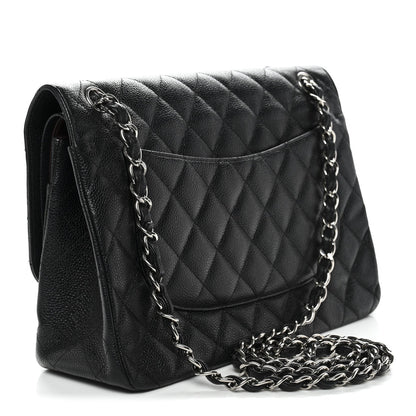 Caviar Quilted Jumbo Double Flap Black