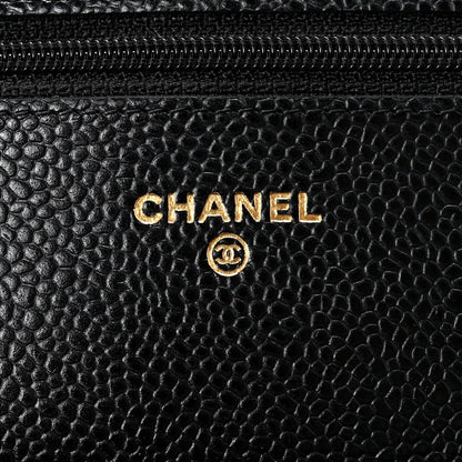 Caviar Quilted Wallet On Chain WOC Black
