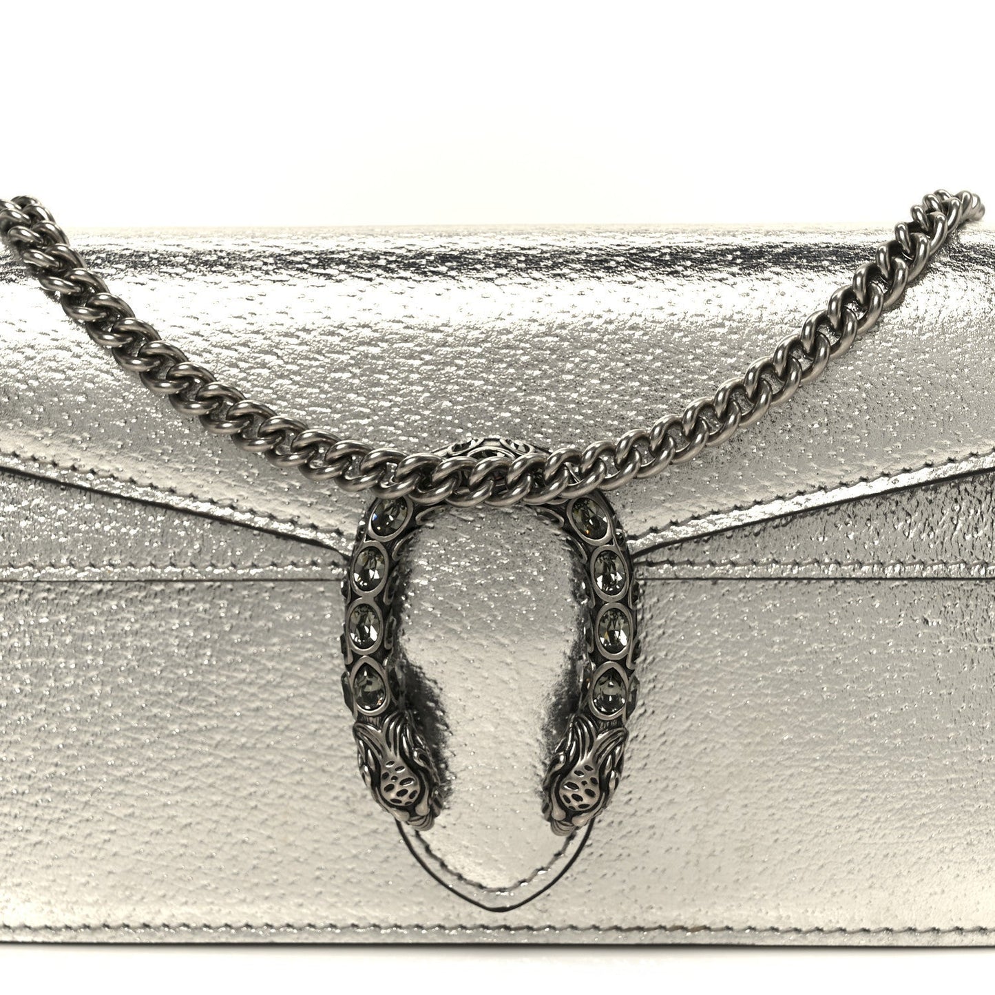 Metallic Calfskin Super Mini Dionysus Shoulder Bag Silver