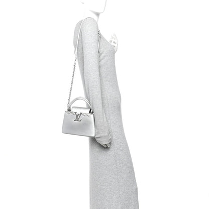 Lambskin Strass Mini Capucines  Silver