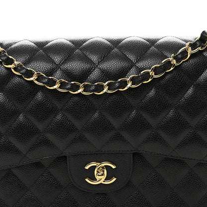 Caviar Quilted Jumbo Double Flap Black