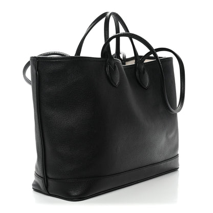 Textured Dollar Calfskin Medium Ophidia Shoulder Tote Bag Black
