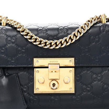 Guccissima Small Padlock Shoulder Bag Blue Agata