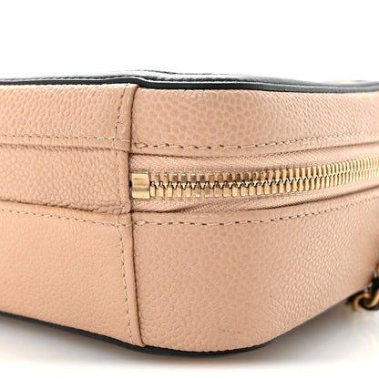 Caviar Quilted Small CC Filigree Vanity Case Beige Black