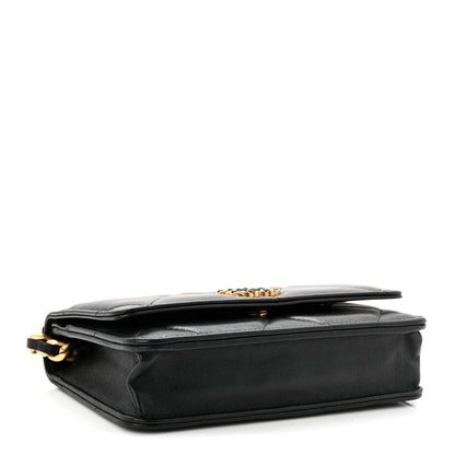 Lambskin Quilted Chanel 19 Wallet On Chain WOC Black