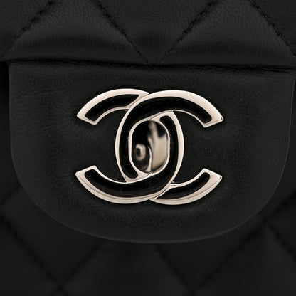 Lambskin Quilted Medium Double Flap Black