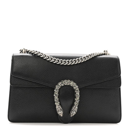 Pebbled Calfskin Small Dionysus Shoulder Bag Black