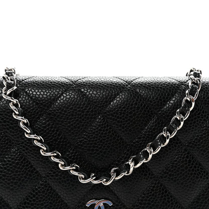 Caviar Quilted Wallet on Chain WOC Black