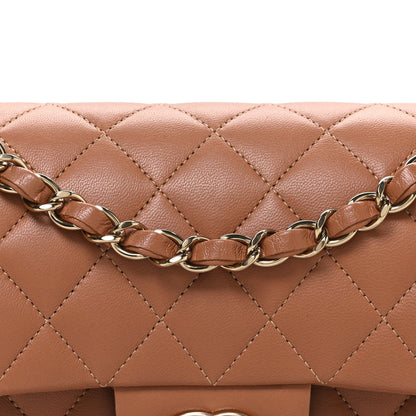 Lambskin Quilted Small Double Flap Brown