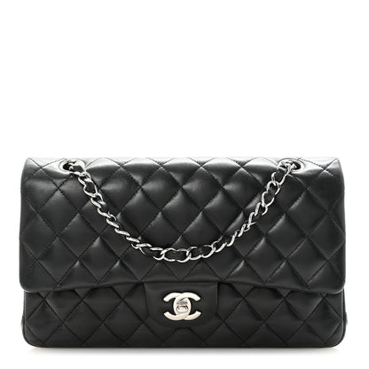 Lambskin Quilted Medium Double Flap Black