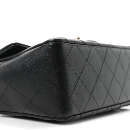 Lambskin Quilted Mini Rectangular Flap Black